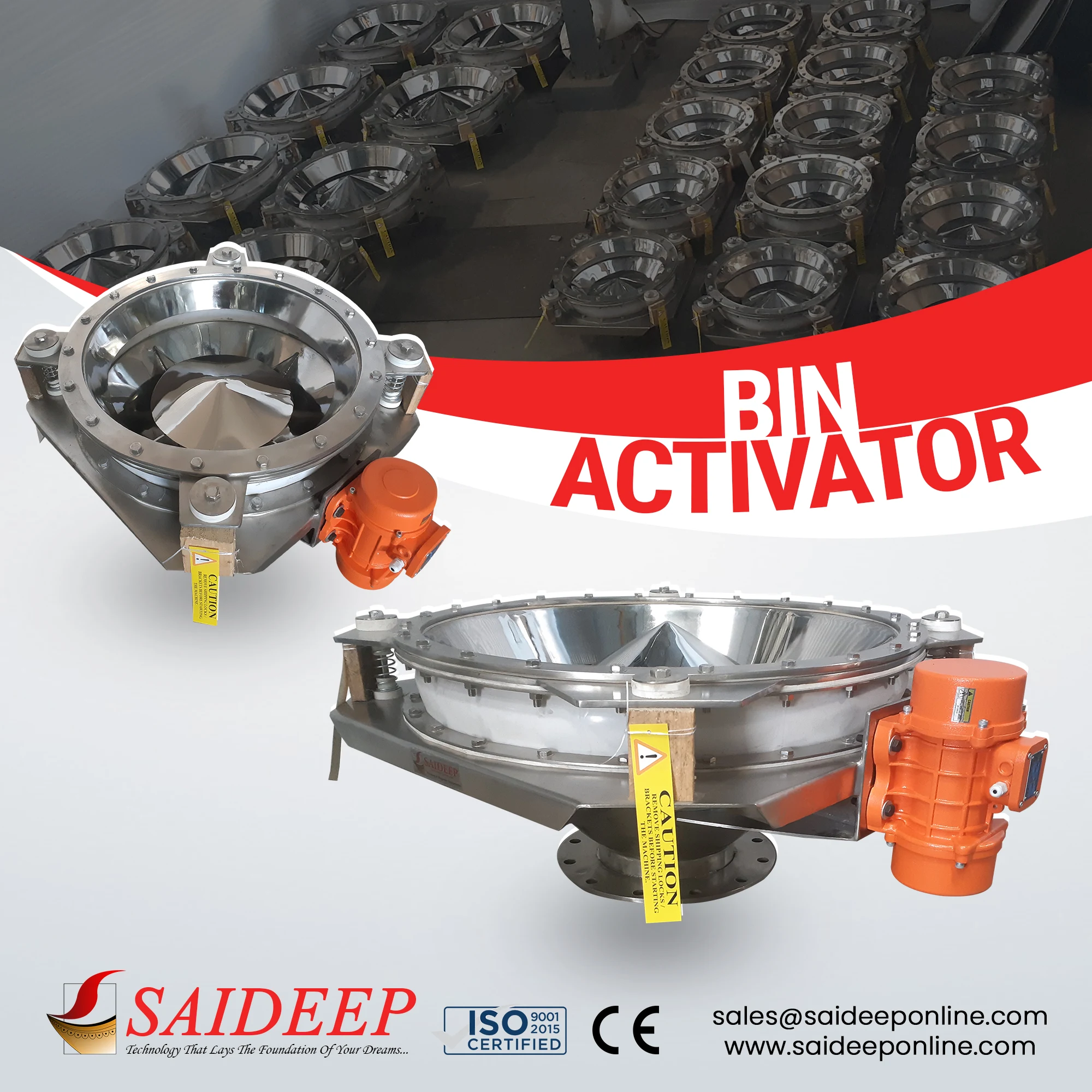 Saideep bin activator discharging spices from a silo