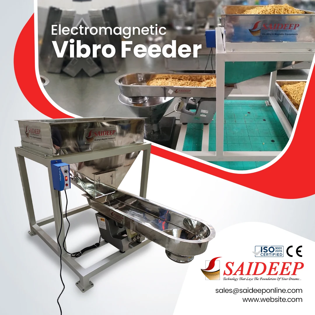 Electromagnetic vibrating feeder dosing snack foods