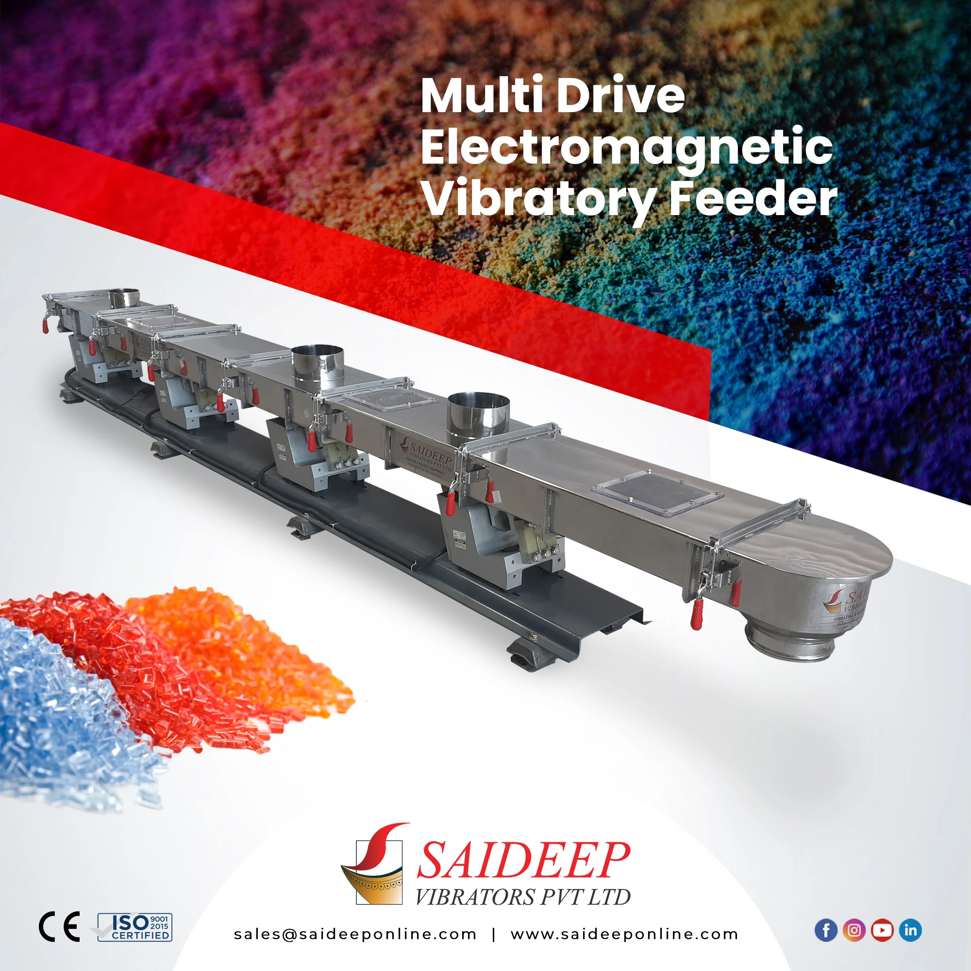 Multi-drive electromagnetic vibrating feeder