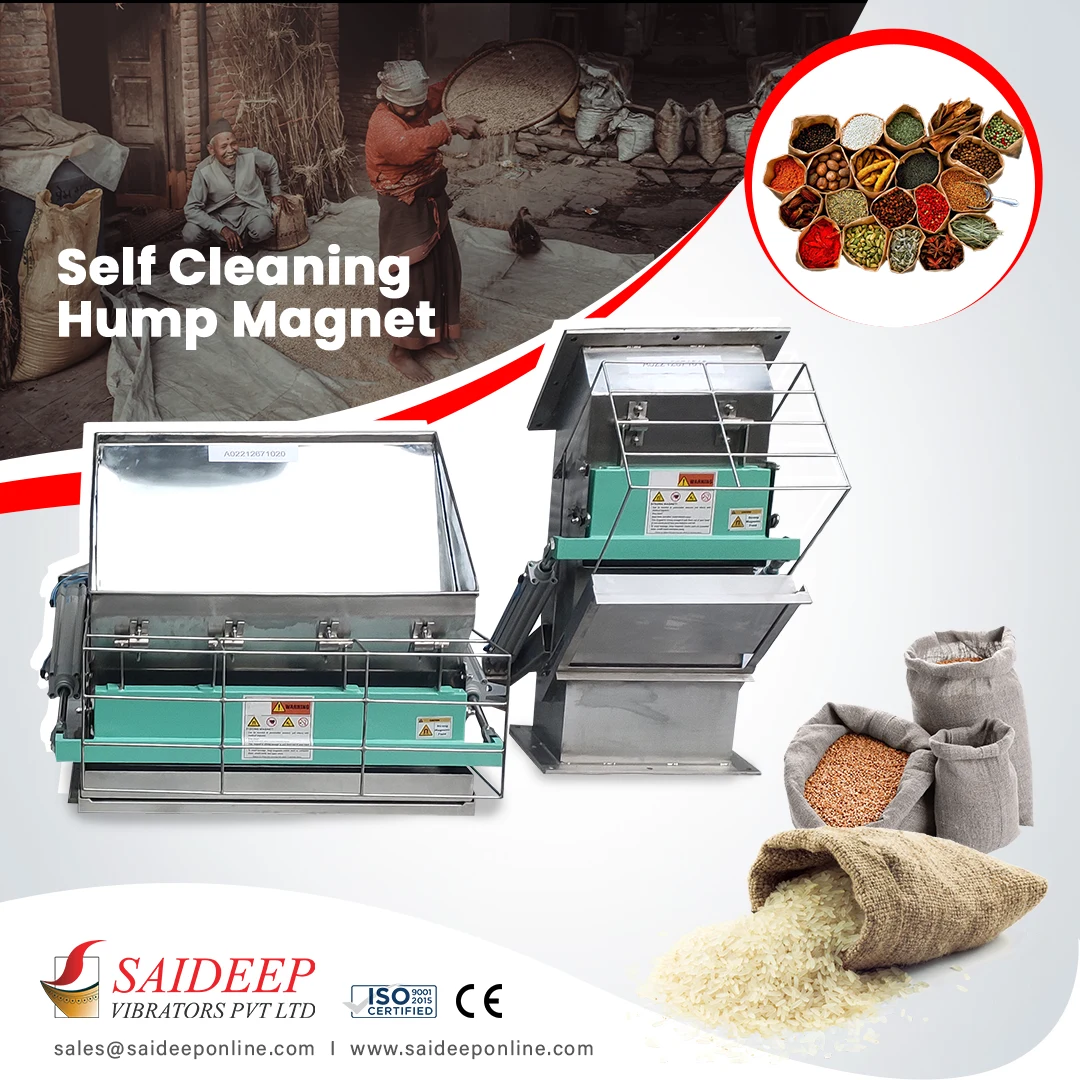 Self-cleaning hump magnet, dogleg chute