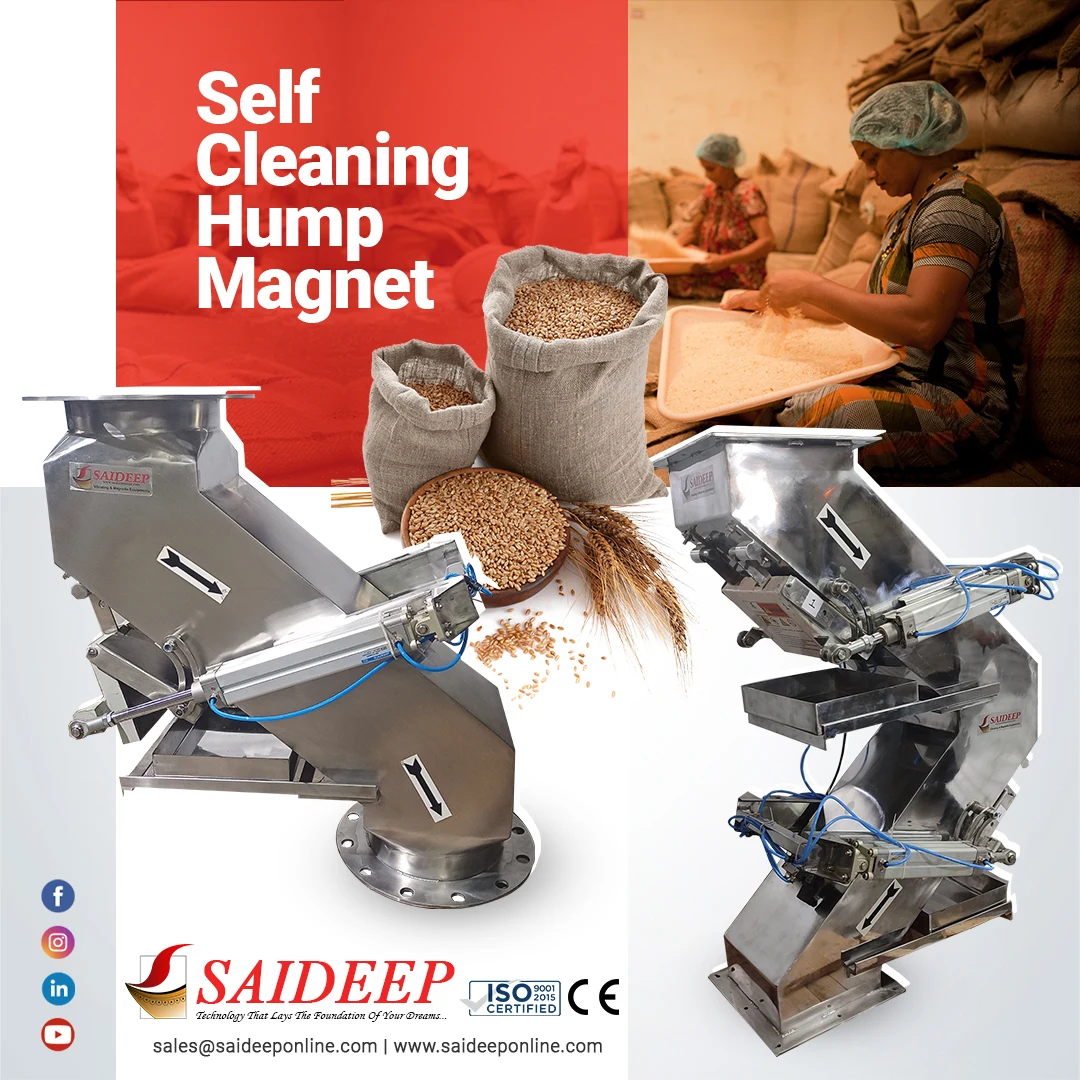 Self-cleaning hump magnet