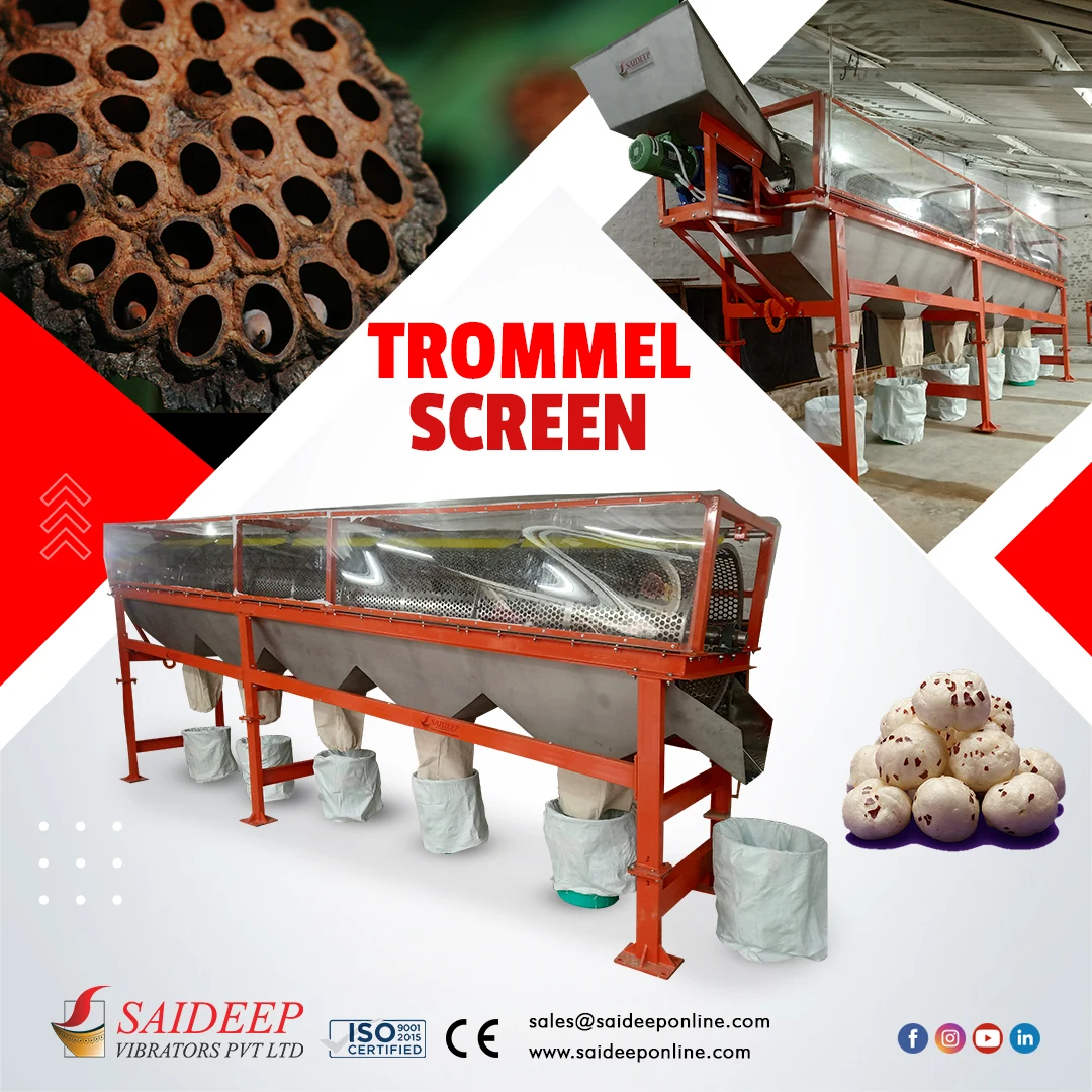 Trommel screen grading makhana (foxnuts)