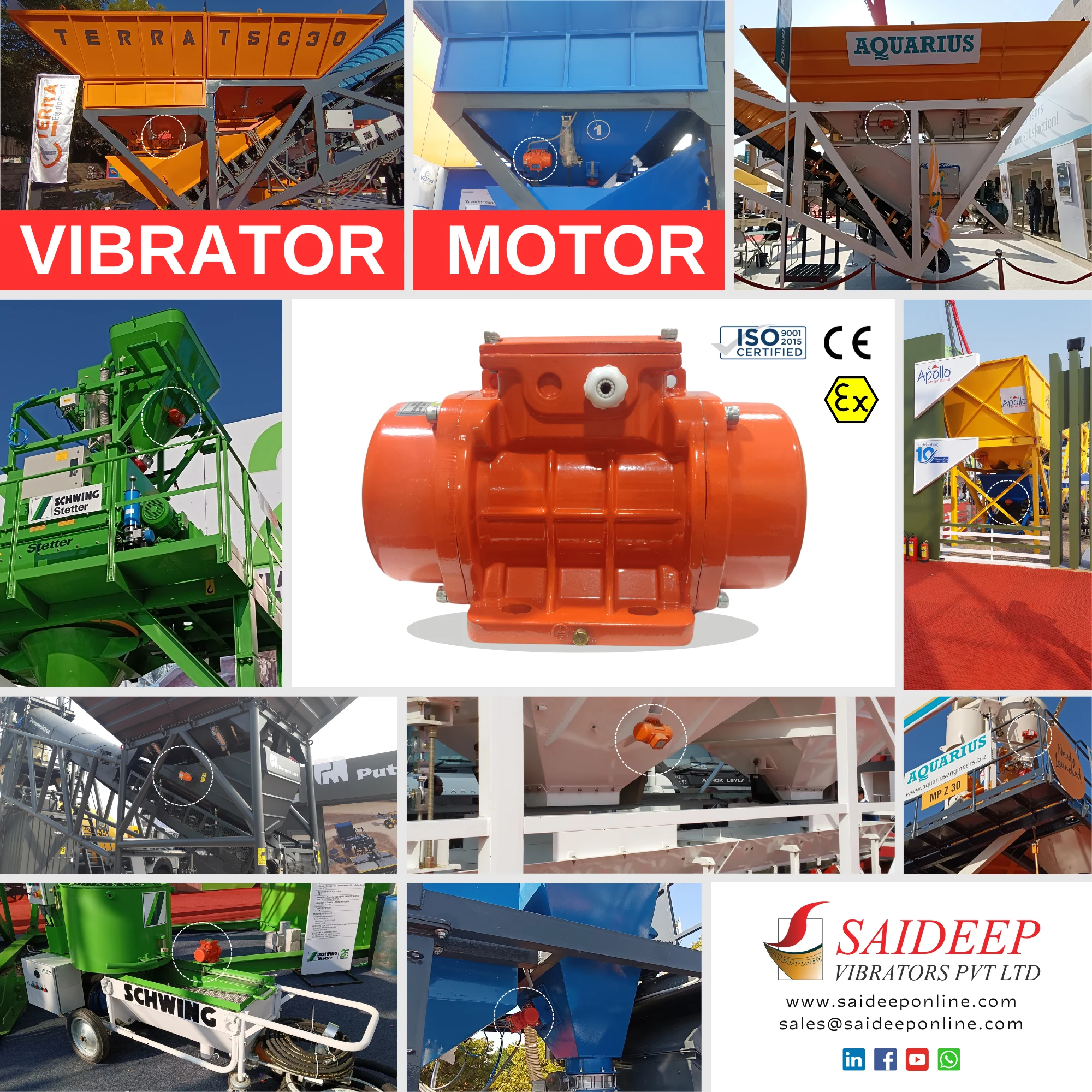 Saideep vibrator motor on a ready-mix concrete plant