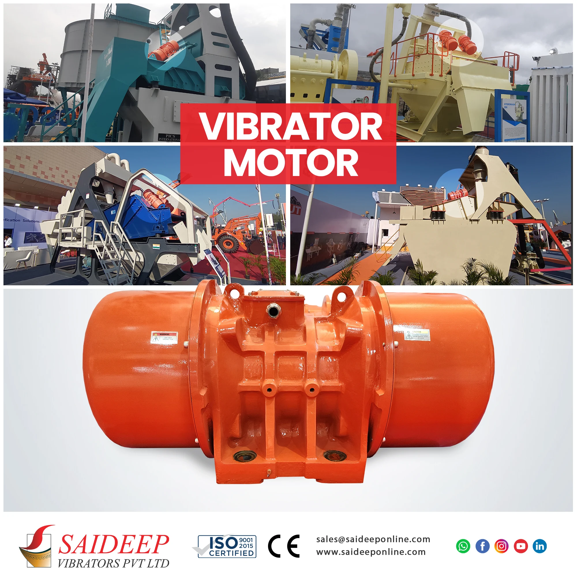 Vibrator motor on a sand washing plant screen