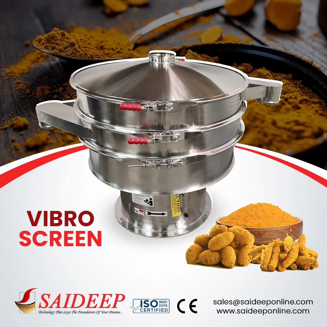 Saideep circular vibro screen sifting turmeric powder